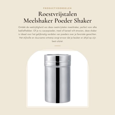 Dailygoods- Meelshaker Roestvrij Staal - Poedersuiker Strooiers - Cacaopoeder Shaker - Bloem Shaker - Stofdicht Deksel - Eenvoudig te Reinigen - Poedersuikerstrooier