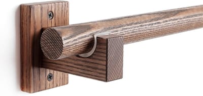 Houten gordijnroede - Enkele roede - Gordijnen ophangen - Massief hout ontwerp - 300 cm - Walnootkleur