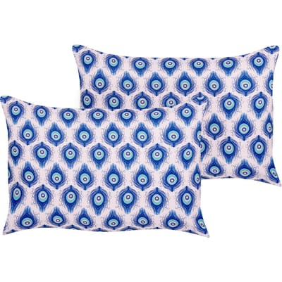 CERIANA - Tuinkussen set van 2 - Blauw/Roze - 40 x 60 cm - Polyester