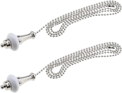 Allecto- Plafond Licht Ventilator Schakelaar - Trekkoord Gewicht - Handvat Ketting - Verlengstuk - Roestvrij Staal - Keramisch - Zilver - 1m - Geschikt voor - 2 stuks