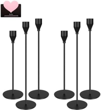 PromoHome Zwarte Kandelaars Set van 6 - Verschillende Hoogtes voor Elegante Decoratie