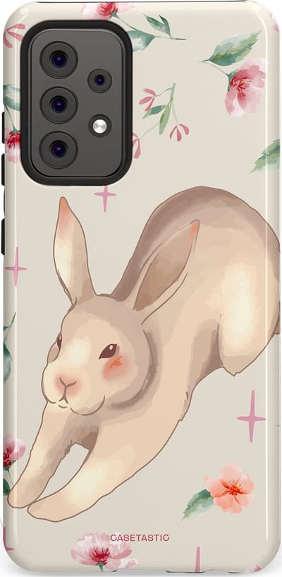 Casetastic Hoesje Geschikt voor Samsung A52 (4G/5G/s) - Stijlvolle Beschermende Duo-layer Case - Lief konijntje