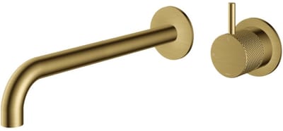 Hotbath Cobber X - Wastafelmengkraan - zonder Waste - Laag - Geborsteld Messing PVD - Inbouw - Messing - V02