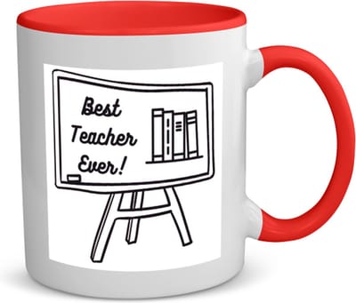 Akyol - best teacher ever koffiemok - theemok - rood - Juf - meester - juf en meester - 350 ML inhoud