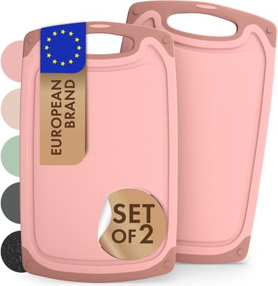Blumtal Snijplank Linnmon - Kunststof Snijplank met Sapgroeven en Handvat - BPA Vrij - Roze - Large - Set van 2