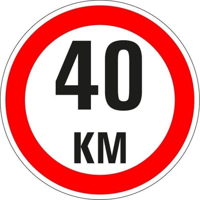 Maximaal 40 km sticker, A1 100 mm