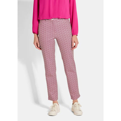 Gedessineerde broek LOUISA van scuba - bessen / beige / gedess. - Gr. 38 van Goldner Fashion