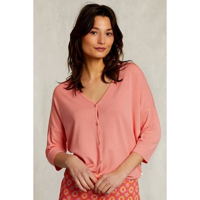 River Woods Pink V-neck Cardigan 3/4 Sleeves Pink Size: S2 | Cardigans Outlet | Dames | Roze