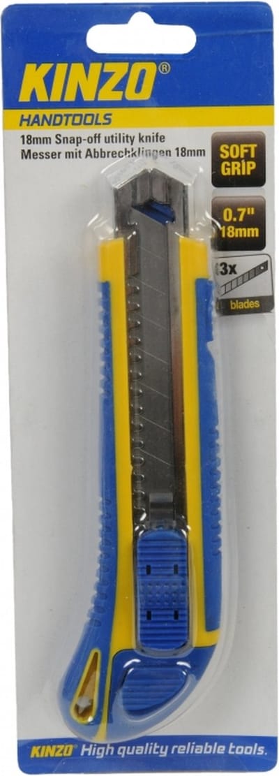 Kinzo hobby snijmesjes - 18 mm - breekmesjes - metaal/kunststof - met reserve messen