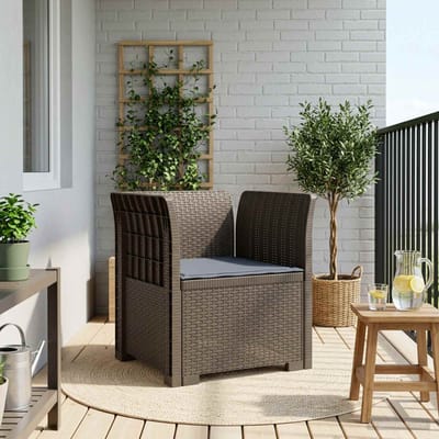 vidaXL - Eén-zits - Fauteuil - met - Kussen - Rieten - Look - PP - Lichtgrijs
