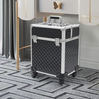Make-upkoffer met wielen - Cosmeticakoffer trolley - Professioneel opbergen - Afsluitbaar met sleutel - 34 x 24 x 41 cm