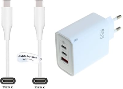 OneOne 65W super snellader met 3 poorten. Oplader met Sterke 3,0m USB C naar C kabel. PPS GaN PD lader adapter past op Poco F4, Poco F5, F5 Pro, Poco F6, F6 Pro, Poco F7 Pro, F7 Ultra, Poco M4 Pro, Poco M6, M6+, M6 Pro, X3 GT, Xiaomi