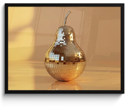 Fotolijst inclusief poster - Posterlijst 70x50 cm - Posters - Goud - Disco - Glitter - Peer - Foto in lijst - Keuken decoratie muur - Wanddecoratie accessoires - Muurdecoratie - Schilderijen