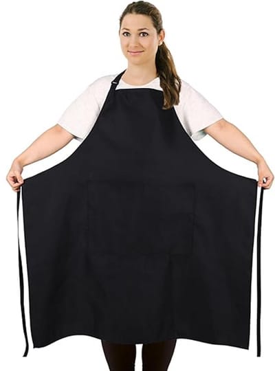 1 stuk - Schort uit één stuk - Chef-kokschort - Werkschort - Professioneel schort - Unisex - Dubbele zakken - Polyester met hoge dichtheid - Geschikt voor koken, werken en bakken - 67*89 cm - Zwart