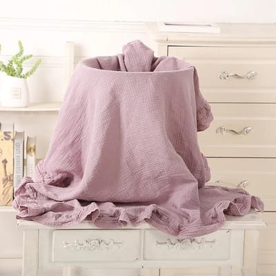 Gegolfde mousseline baby-inbakerdekens voor pasgeboren babybeddengoed Biologische babyaccessoires pasgeboren ontvang deken katoen (PURPLE,80X65cm) paars