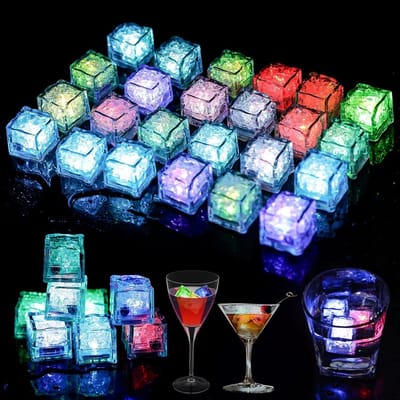 Herbruikbare LED IJsblokjes - 24 Stuks, Kleurrijke Verlichte IJsblokjes voor Feestjes, Bruiloften en Bars, Flitsende IJsblokjes met Licht
