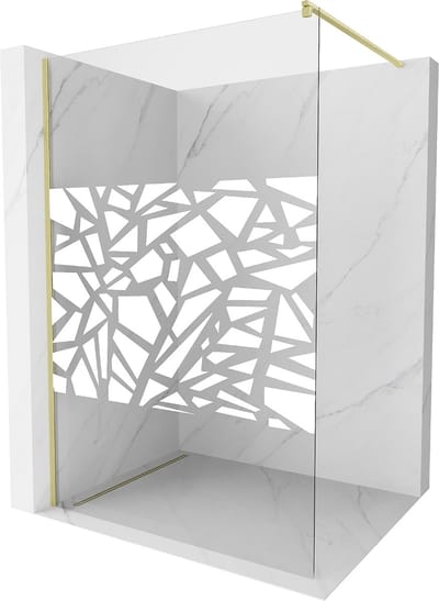 Mexen Kioto douchewand Walk-in 70 x 200 , wit patroon 8 mm, goud geborsteld - 800-070-101-55-85