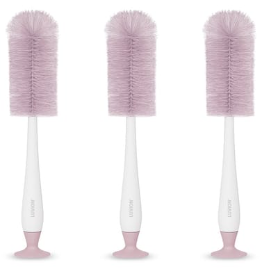 LUVION® 2-in-1 Flessenborstel Set (3 stuks) - Inclusief baby fles en speen borstel - Mauve Purple