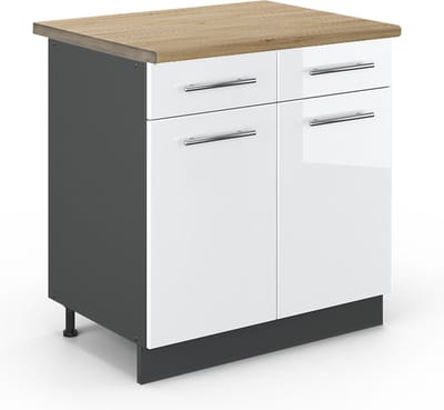 Vicco Fame-Line Keukenonderkast – 80 cm, WB Eik Wit Hoogglans
