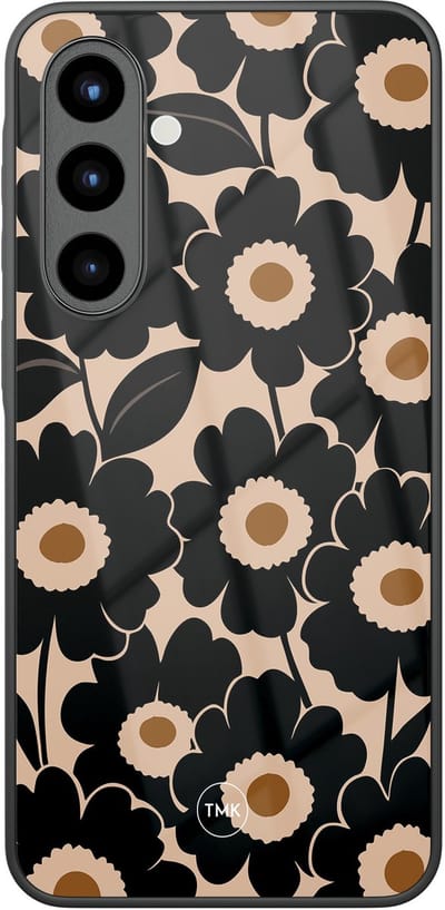 Hoesje geschikt voor Samsung Galaxy A56 - Bloom luxe - Zwart - TPU luxe case (glossy toplaag) - Bloemen - Hardcase backcover zwart