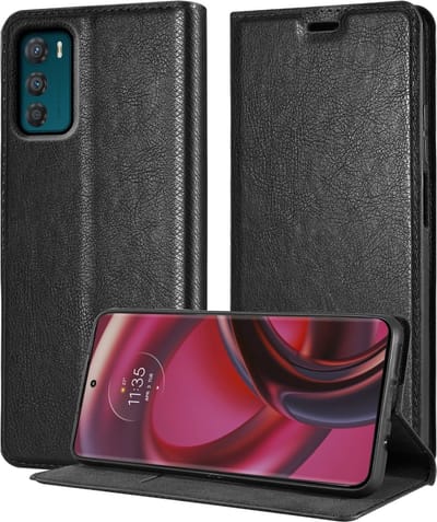 Cadorabo Hoesje geschikt voor Motorola MOTO G42 in ZWARTE NACHT - Beschermhoes met magnetische sluiting, standfunctie en kaartvakje Book Case Cover Etui