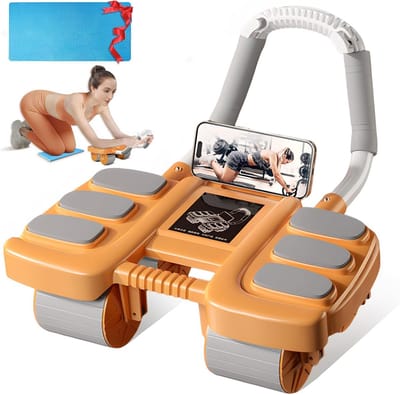Buikspiertrainer met 4 Wielen en Elleboogsteun voor Full-Body Training