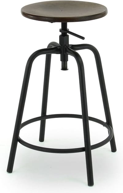 Workliving Barkruk Laag Rond - Vintage Hout - 57-65 CM