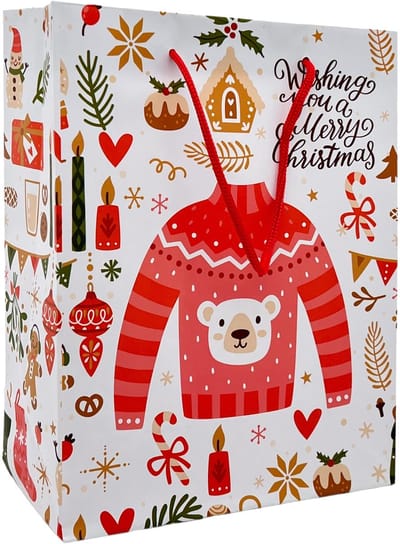 Dailygoods- Geschenkzakjes Herbruikbaar - Geschenktassen met Draaglus - 24 Stuks - 23 x 18 x 8 cm - Kleurrijke Motieven - Glitter/3D Motieven - Cadeautassen