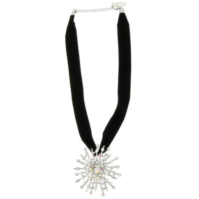 Behave - Ketting met hanger broche - Zwart lint - Feest stijl - 40 cm