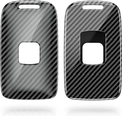 kwmobile autosleutelhoes geschikt voor Renault 4-knops Smartkey autosleutel (alleen Keyless Go) - hardcover beschermhoes - Carbon design - zwart