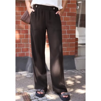 Broek met Wide Leg pijpen en een Loose Fit pasvorm, met riemdetail