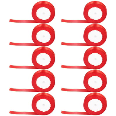 10 Rollen Inpaklint 24 Yards Rol Goudrand Rood Lint Bruiloft Feest Cadeau Inpakken Decoratief Lint red