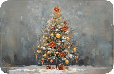 WC mat 60x40 cm - Antislip - Kerstboom - Cadeaus - Rood - Goud - Toiletmat - Vloermat - Douchemat - Toilet tapijt - Toiletmatten