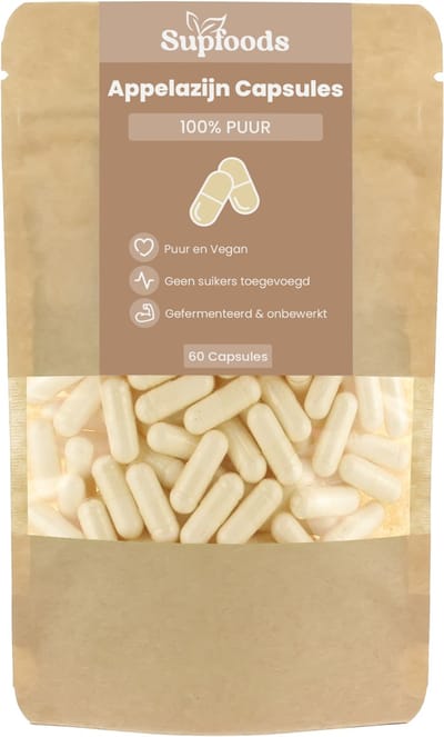 Appelazijn Capsules 100% Puur - 60 Capsules - Afslankpillen - Geen Appelazijn pillen of Gummies - Apple Cider Vinegar