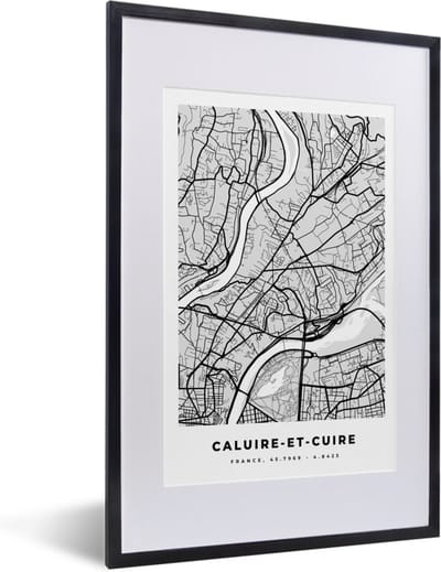 Fotolijst incl. Poster - Caluire-et-Cuire - Plattegrond - Frankrijk - Kaart - Stadskaart - 40x60 cm - Posterlijst
