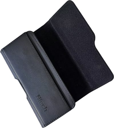 Riem Holster Hoesje - Ntech luxe Universeel Telefoonhoesje Large met Met Pasjeshouder Zwart