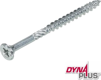 Dynaplus - Unischroef - POZI platkop - Pozidrive2 - 4,5 x 60 mm - Verzinkt - Voldraad (200 stuks)