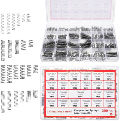 Dailygoods- Drukveren Assortiment 300 Stuks - Roestvrij Staal - Kleine Veerset - 23 Maten - Voor Doe-Het-Zelf - Reparaties en Auto's - Veer