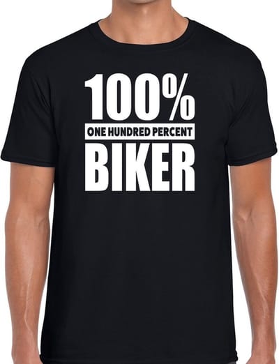 100% percent biker/ motorrijder t-shirt zwart voor heren - honderd procent biker shirt S