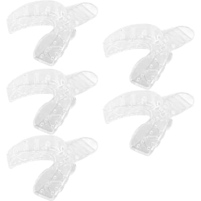 Wegwerp Tandafdrukbakje Geperforeerd Transparant Plastic Tandafdrukbakje voor Prothese Reparatie 5 stuks Onderste Tanden white