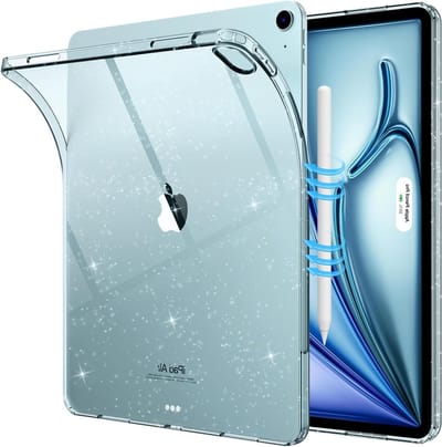 Hoesje voor nieuwe iPad Air 13 inch (M3/M2-2025/2024) - Slank, lichtgewicht TPU transparante achterkant, bescherming, ondersteuning voor Pencil Pro en USB-C