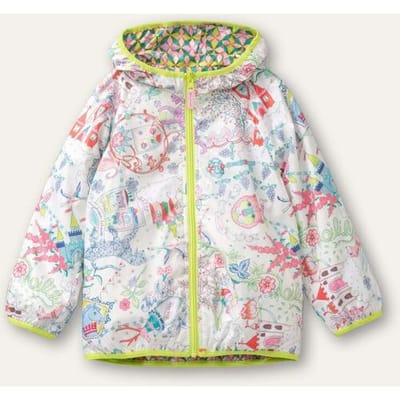 Oilily Crispy reversible jas Recycled Polyester- maat104/4yr Bright Wit