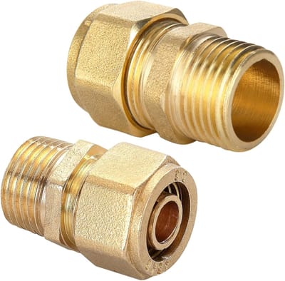 2 Stuks Messing Klem Schroefverbinding voor Koperen Buizen, 1/2 Inch Klemring voor Water, Verwarming en Zonne-energie, Geschikt voor Perslucht en Verwarmingssystemen