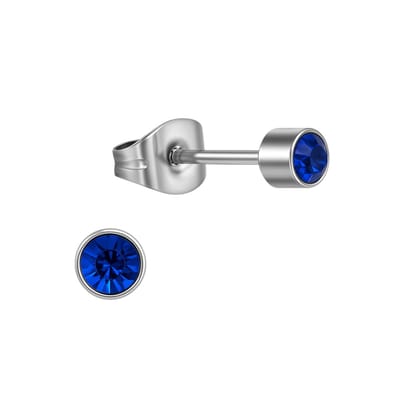 Aramat Jewels | Oorbellen | Koningsblauw kristal oorstekers – 4mm zilver | | | |4mm | Staal | Kinderen, Volwassenen | Verkleurd niet