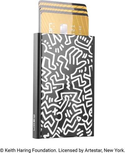 Ogon Designs Slider Pasjeshouder - 6 pasjes - Aluminium Creditcardhouder - RFID Anti-Skim - Keith Haring - Zwart-Wit