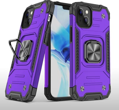 Hoesje Geschikt voor iPhone 13 Mini - Heavy Duty Armor Hoesje met Kickstand ringhouder – Paars