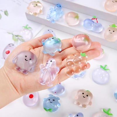 5/10 STKS Mini Transparante Fruit Mochi Squishy Stressverlichtende Speeltjes voor Kinderen Verjaardagsfeestje Bedankjes Prijzen Gastcadeaus