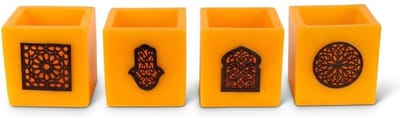Safaary - Marokkaanse Kaars Geel Ø 12 x 12cm-Hand patroon
