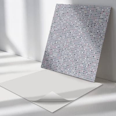 Wallfluent Vinyl Tegels - Patroon met Kleurrijke Stippen Zelfklevende PVC Tegels - 30 cm x 30 cm - Grijs Vinyl Tegels - Set van 9 - Vierkant PVC Tegels - Patroon Plaktegels - Vinyl Vloer Tegels - Plaktegels Keuken en Badkamer