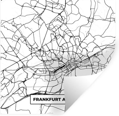 Muurstickers - Sticker Folie - Plattegrond - Frankfurt am Main - Kaart - Stadskaart - 100x100 cm - Plakfolie - Muurstickers Kinderkamer - Zelfklevend Behang XXL - Zelfklevend behangpapier - Stickerfolie